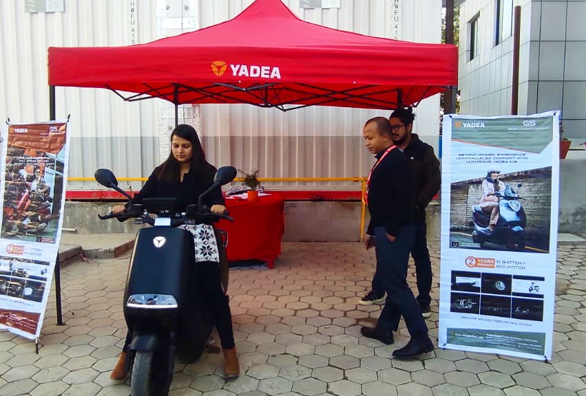Yadea e-scooters for test ride demo at Bhaisepati, Lalitpur